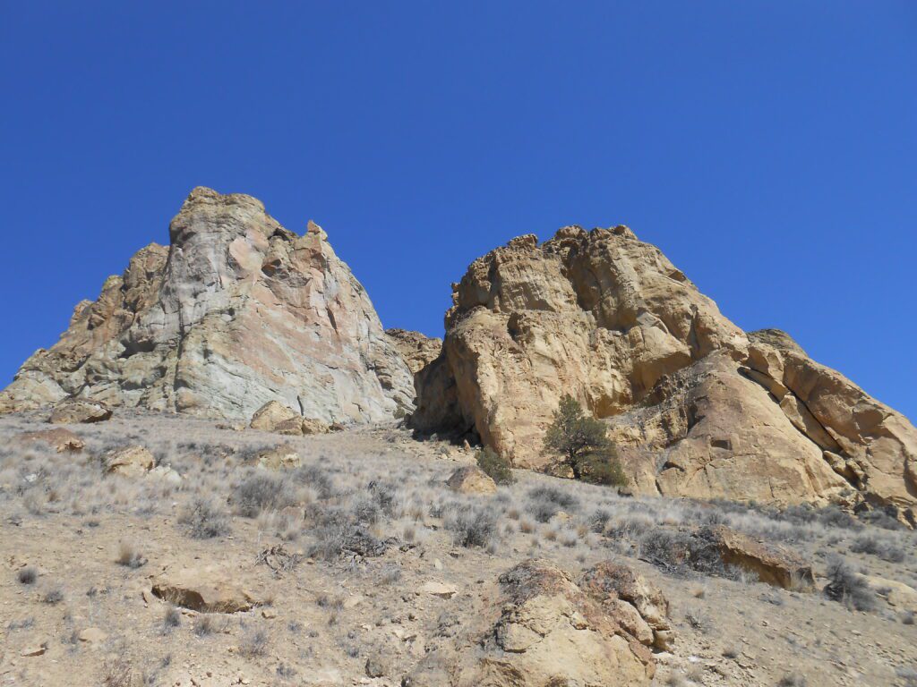rocks, boulders, blue sky, desert,